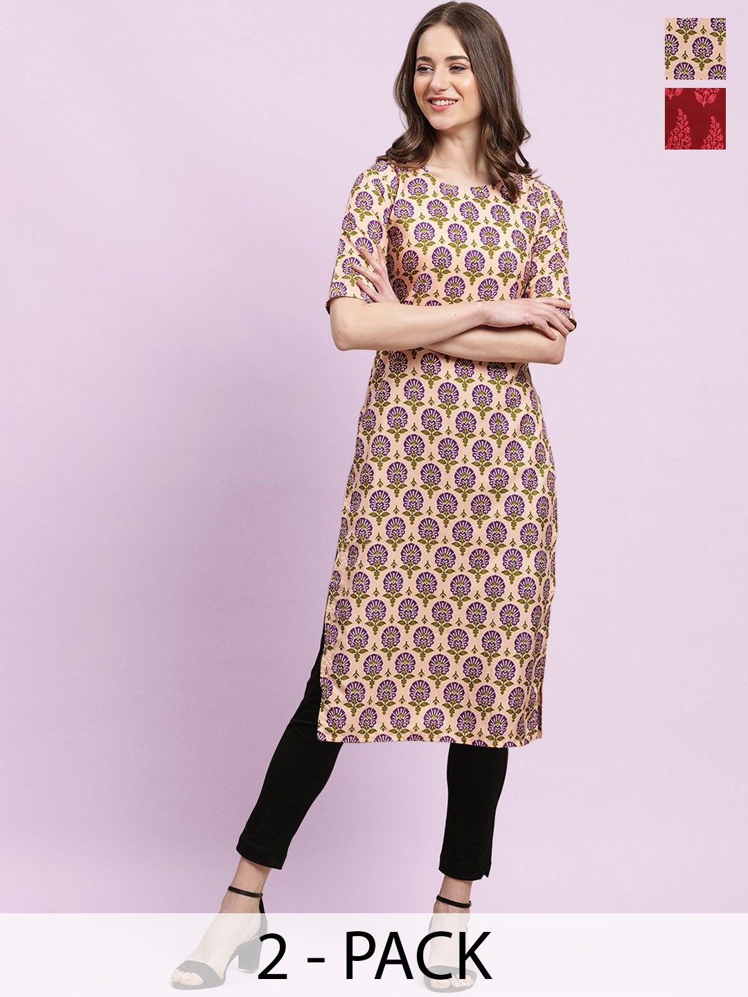 

Moda Rapido Women Ethnic Motifs Printed Floral Crepe Kurta, Multi