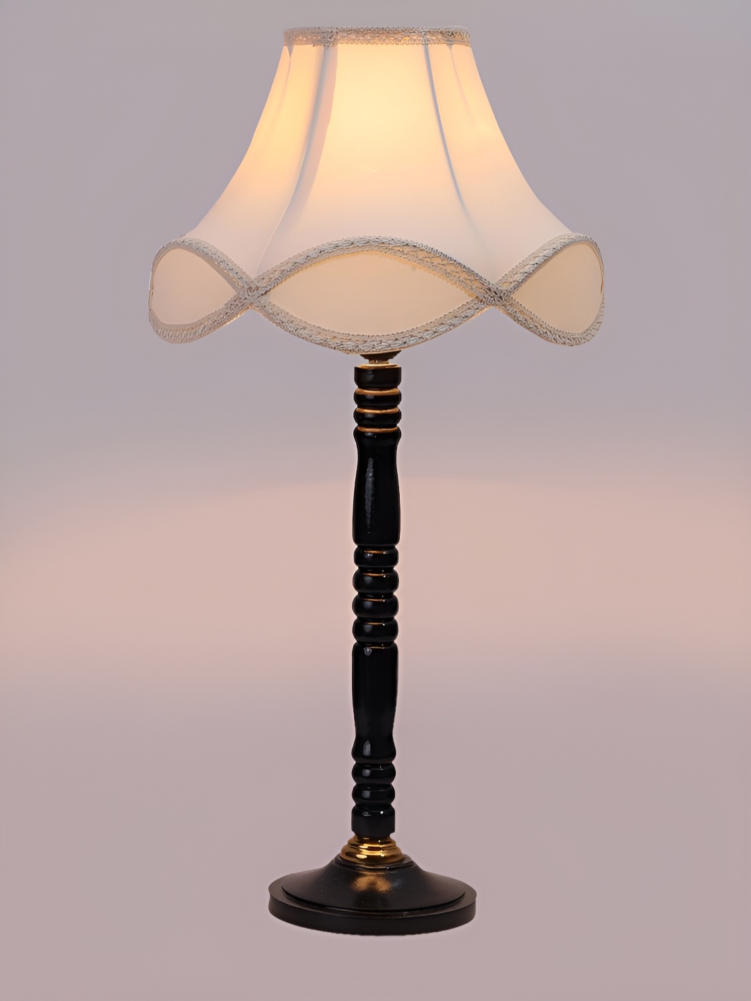 

Devansh Off White Wood Traditional Frusturical Shaped Table Lamp