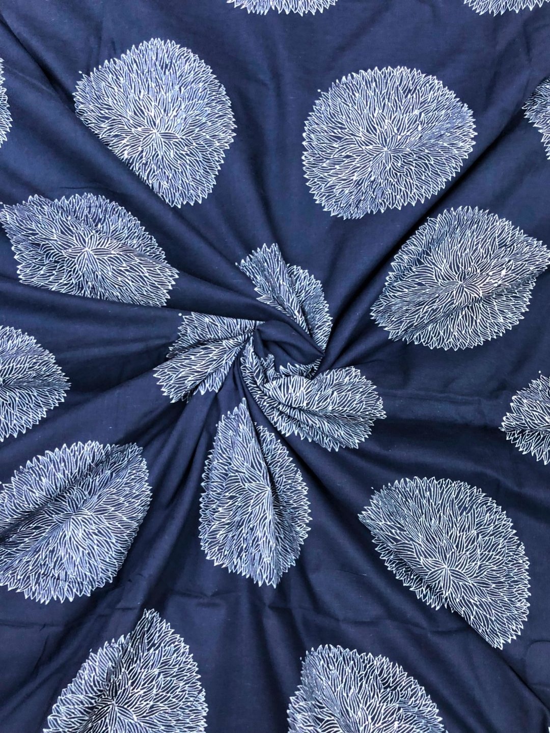

PALASH Floral Printed Pure Cotton Unstitched Dress Material, Navy blue