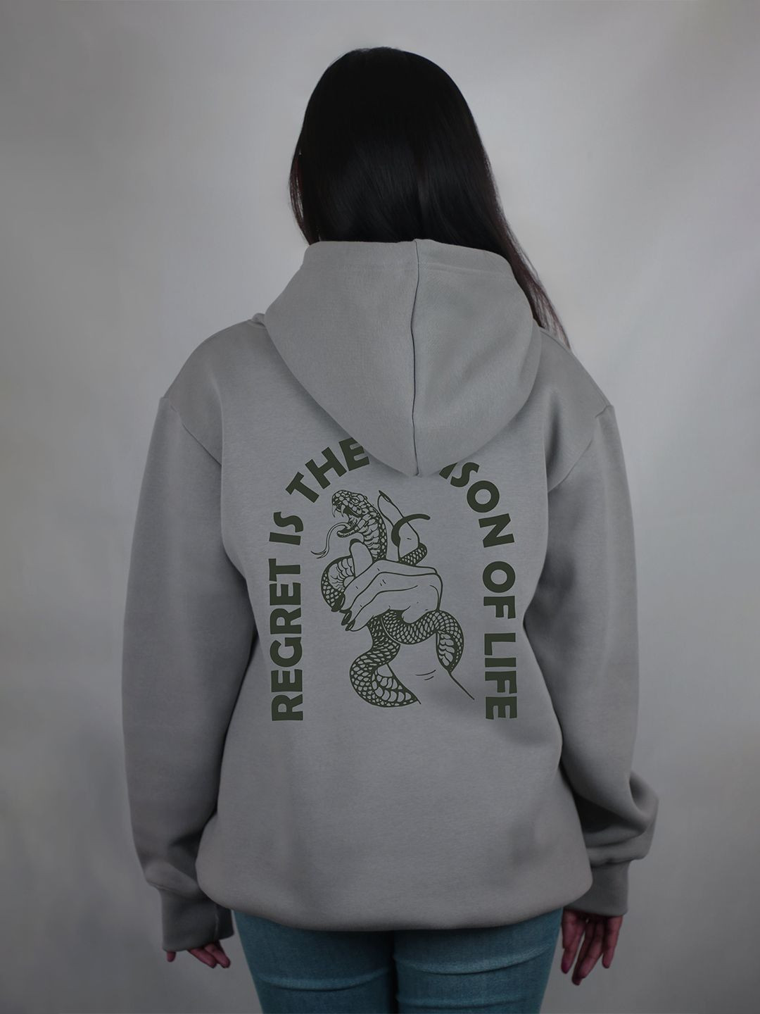 

EKSDEE Women Printed Hooded Sweatshirt, Grey