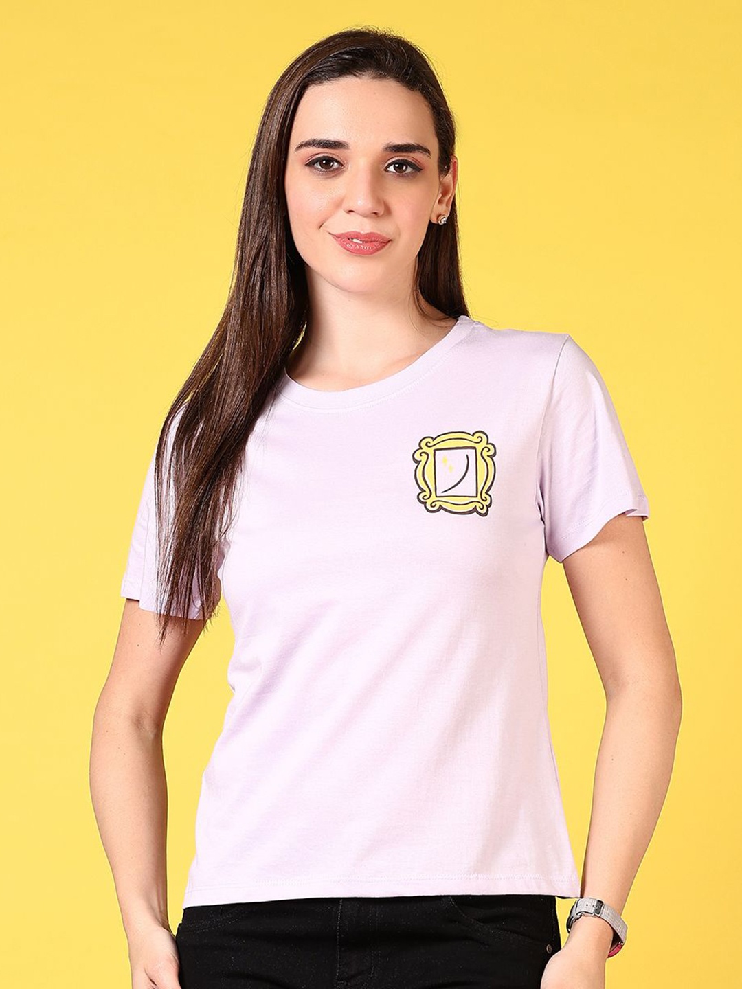 

V-Mart Women Graphic Printed Round Neck Cotton T-shirt, Pink