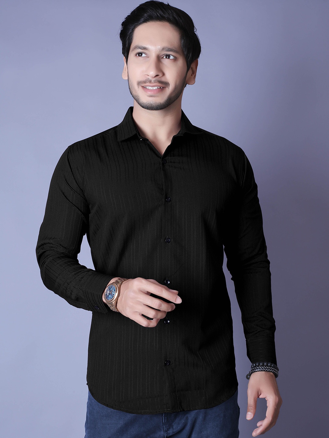 

ALMORA Men Original Opaque Casual Shirt, Black