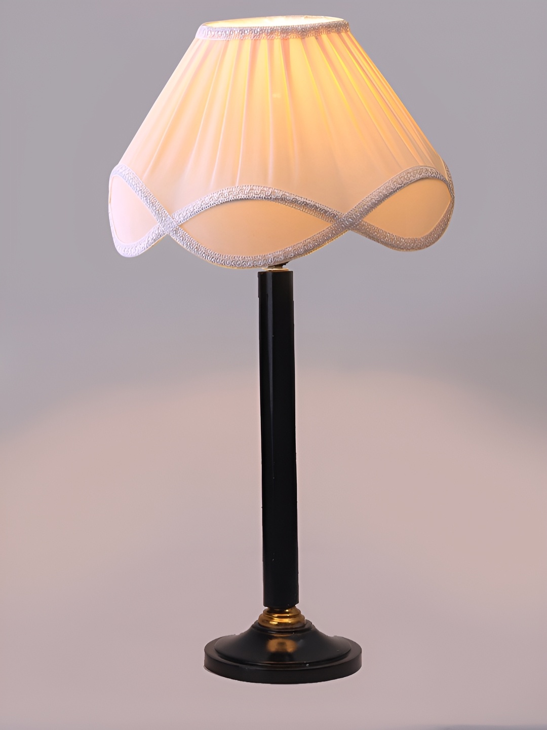 

Devansh Off White Wooden Frustum Shaped Table Lamp
