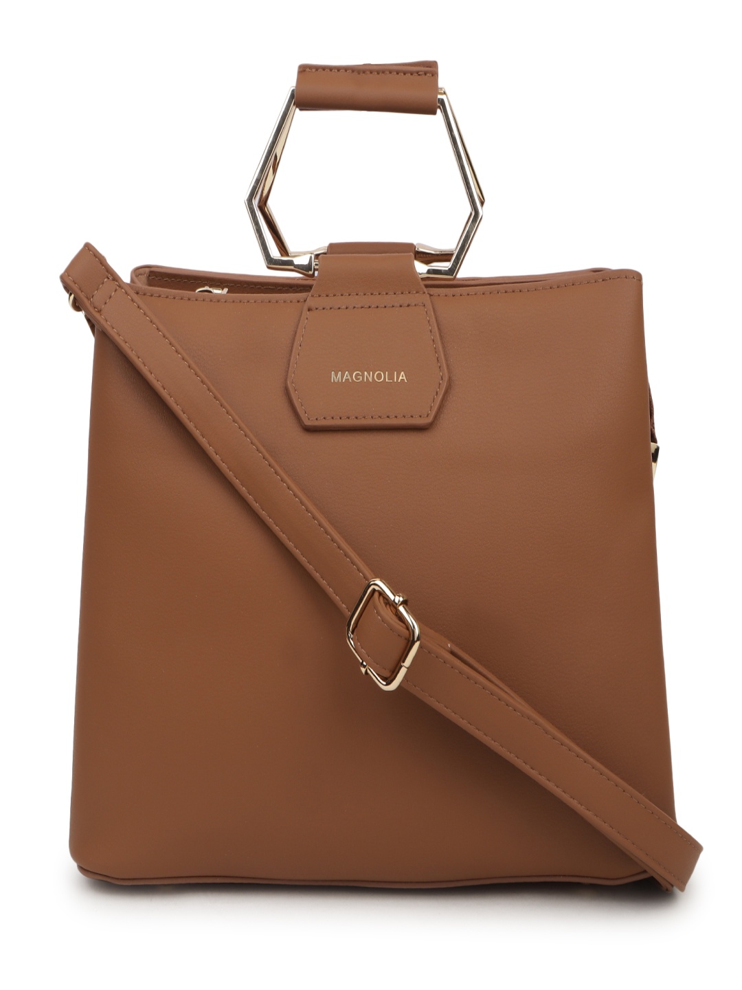 

MAGNOLIA Women Solid Structured Handheld Bag, Brown