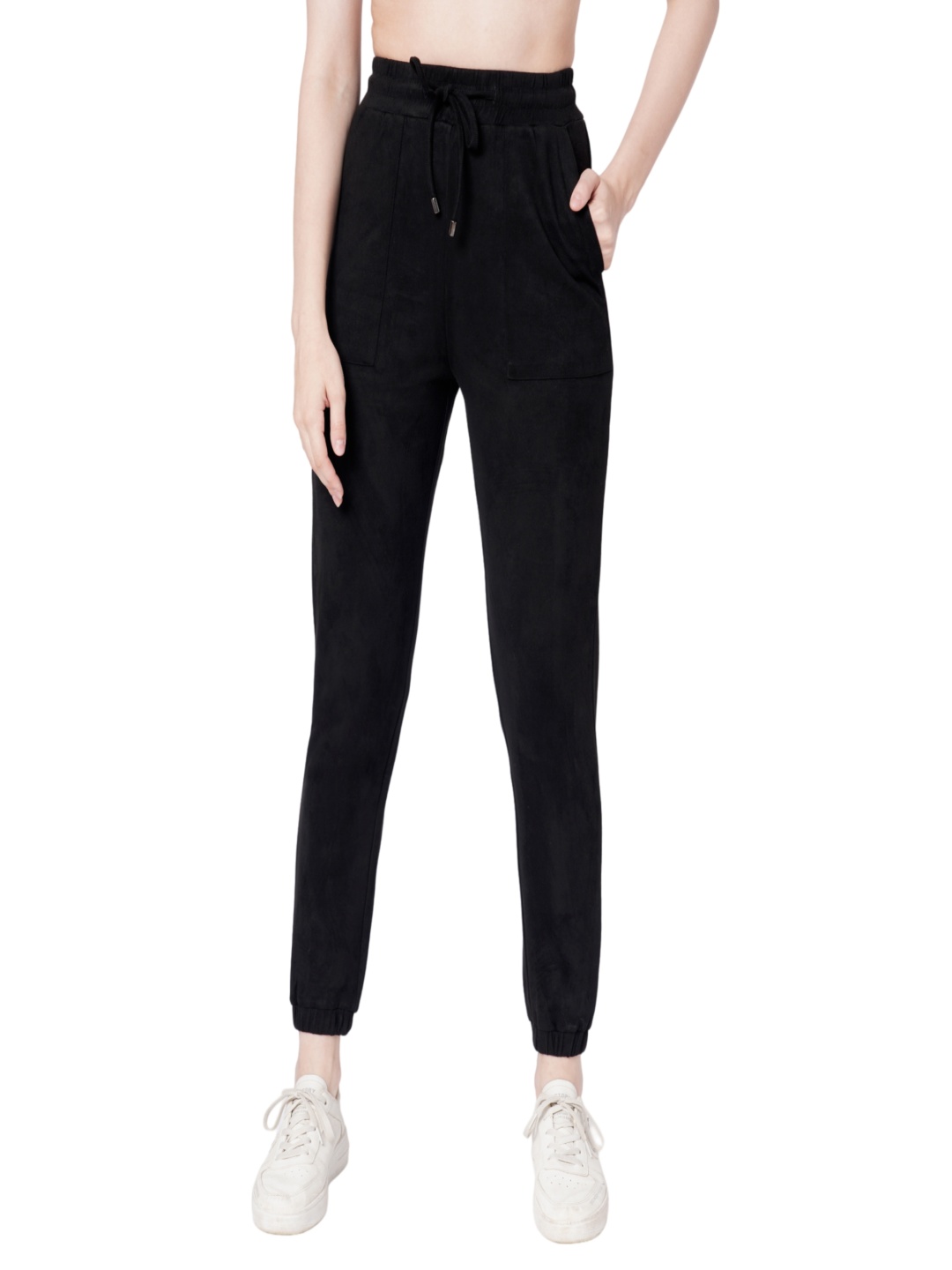 

Kraus Jeans Women High-Rise Joggers Trousers, Black