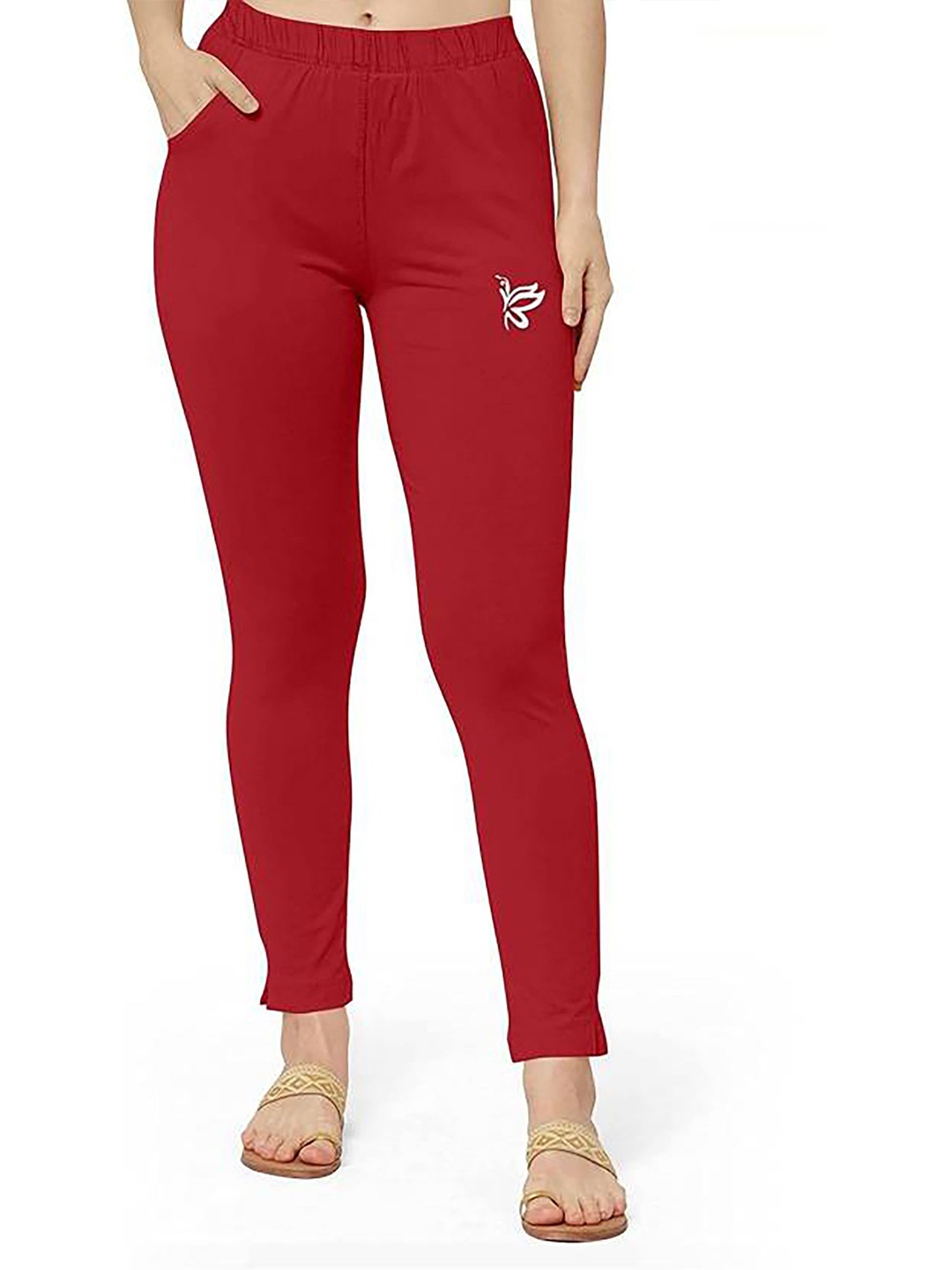 

Ktdd Trading Cotton Slim Fit Ankle Length Leggings, Red
