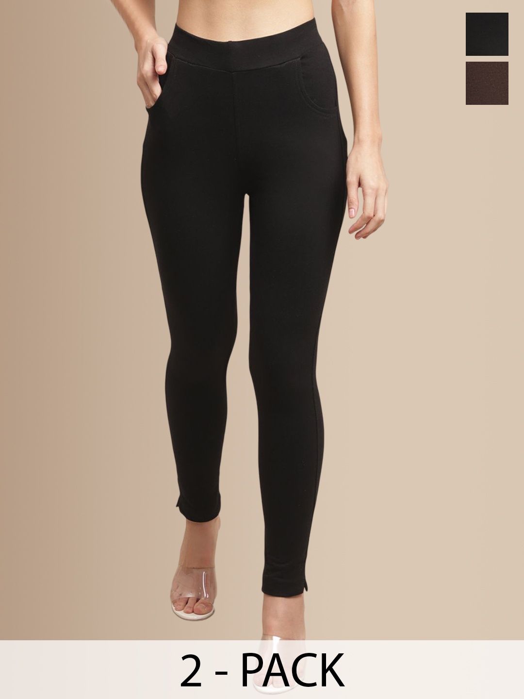 

Valles365 by S.C. Pack Of 2 Ankle Length Leggings, Black