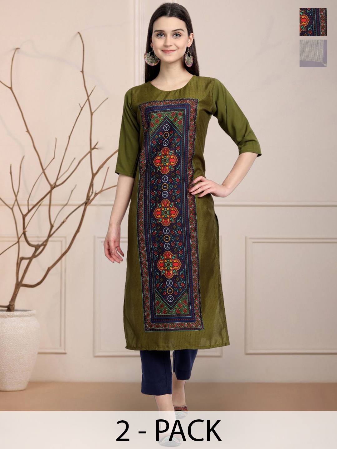 

Moda Rapido Women Ethnic Motifs Printed Floral Crepe Kurta, Multi