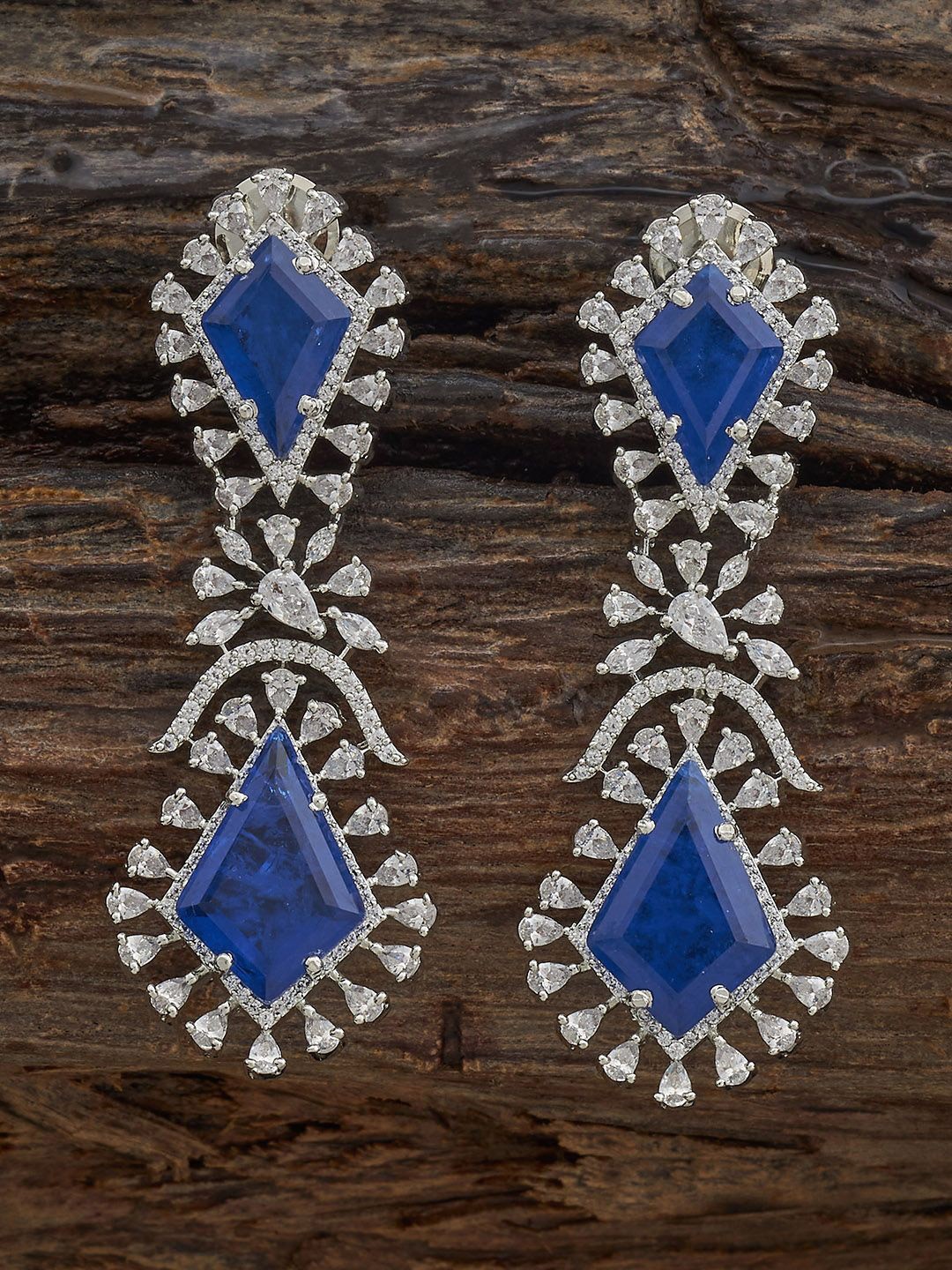 

Kushal's Fashion Jewellery Sapphire Contemporary Cubic Zircon Drop Earrings, White