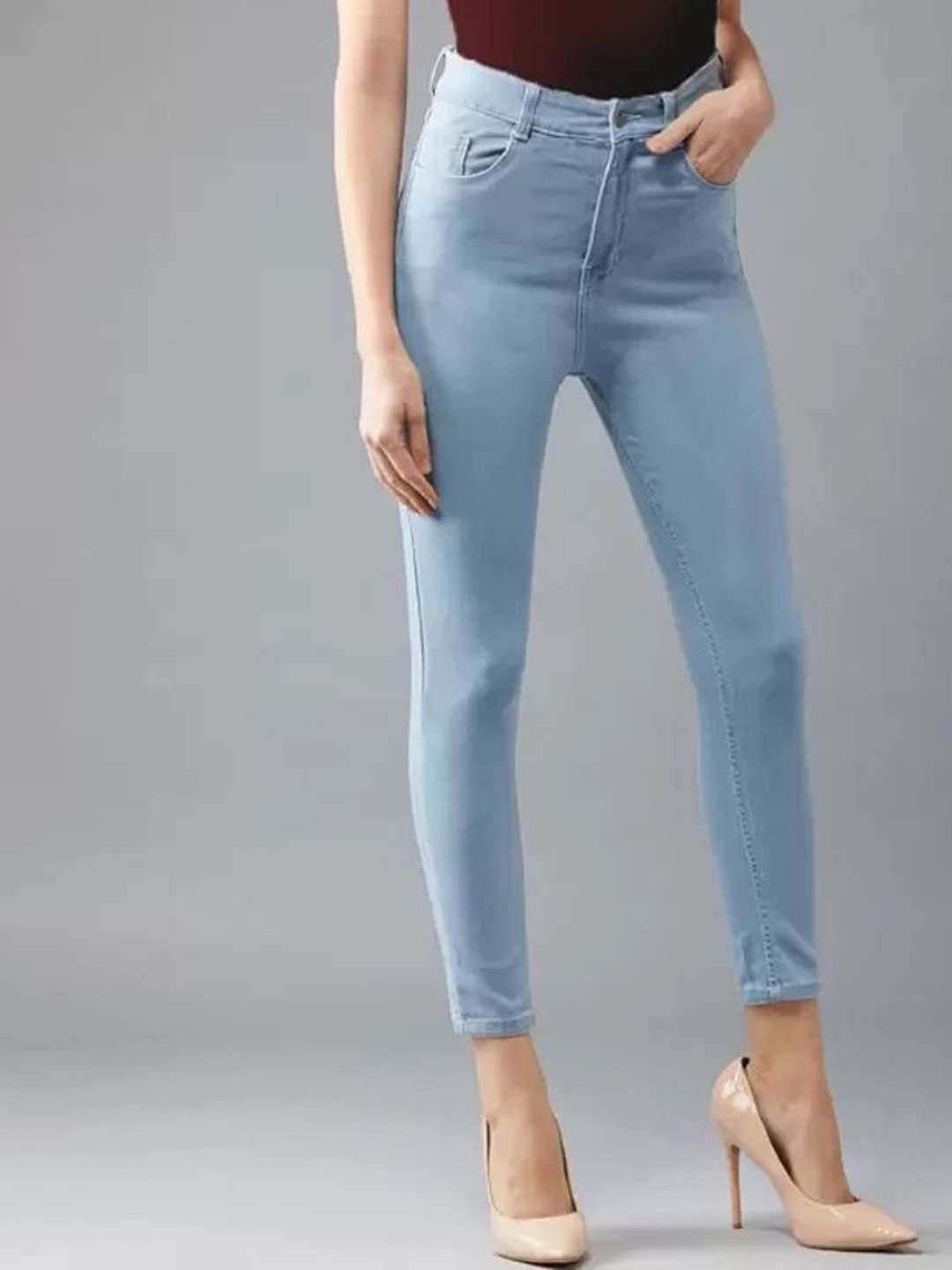 

KASHIAN Women Jean Boyfriend Fit High-Rise Stretchable Jeans, Blue