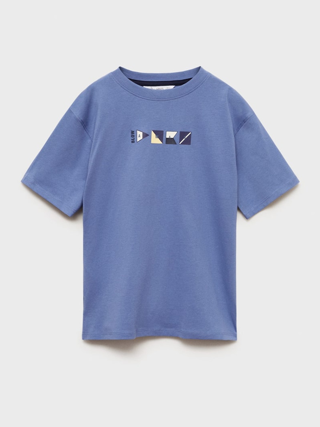 

Mango Kids Boys Printed Nautical Pure Cotton T-shirt, Blue