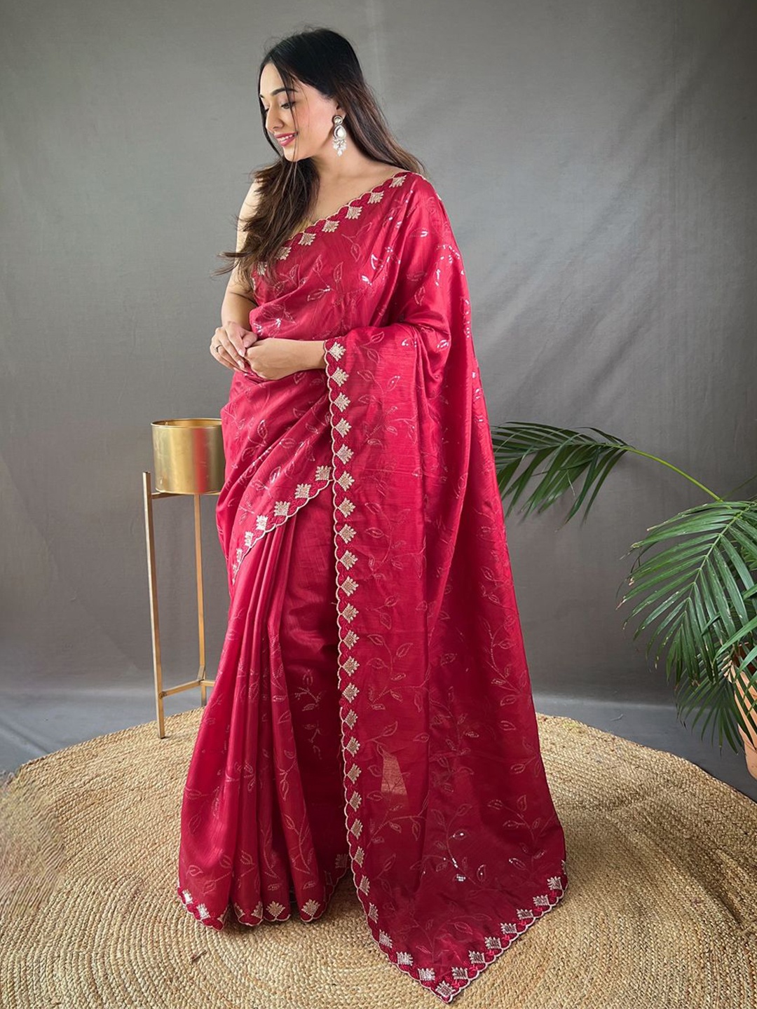 

TORONFRAS Woven Design Zari Art Silk Kanjeevaram Saree, Red