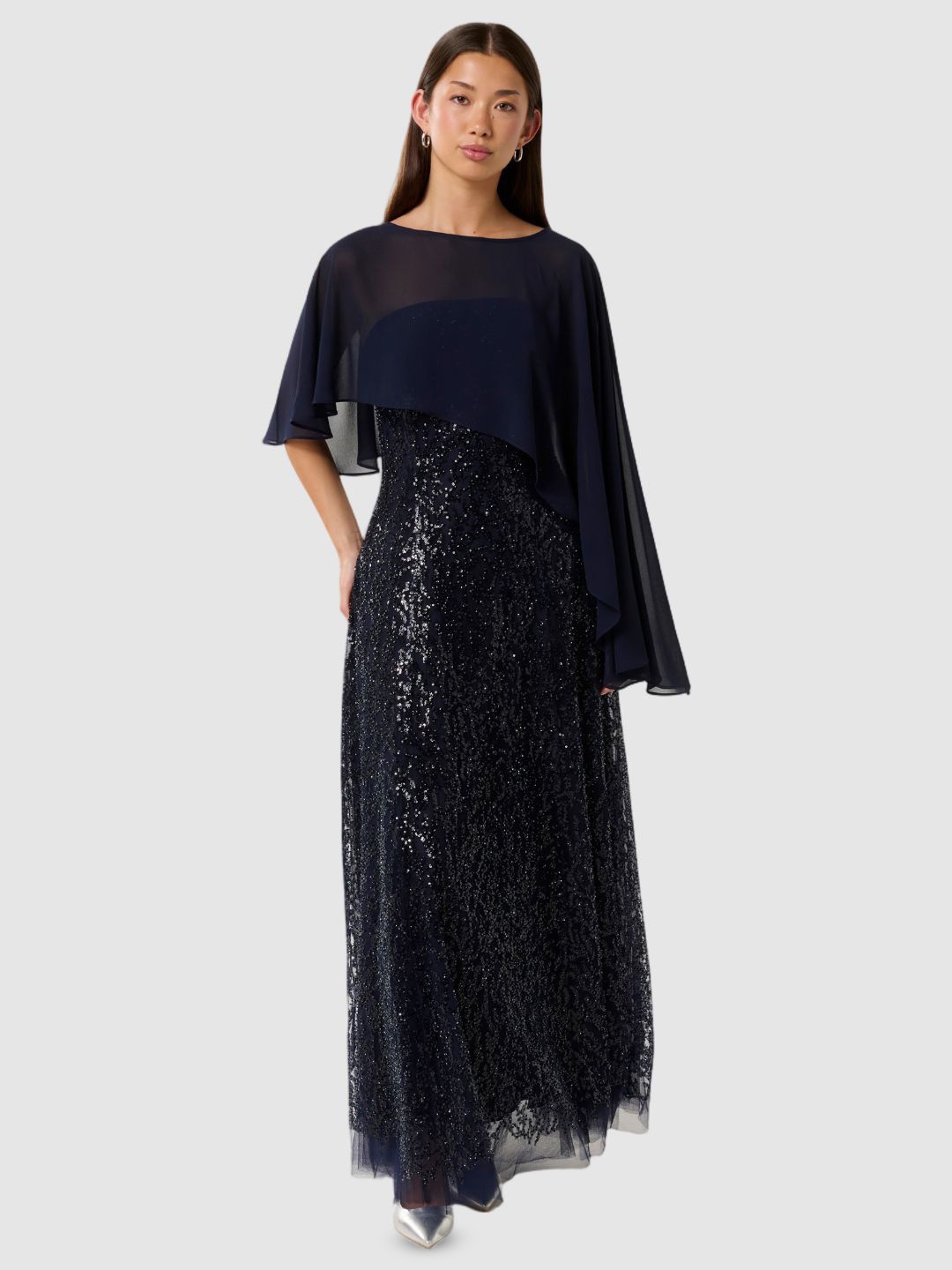 

Forever New Embellished Fit & Flare Maxi Dress, Navy blue