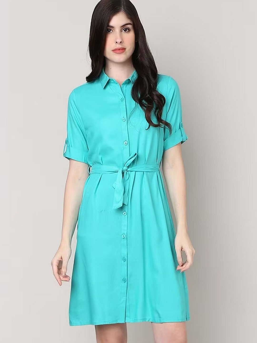 

SAKURA Liva Shirt Dress, Sea green