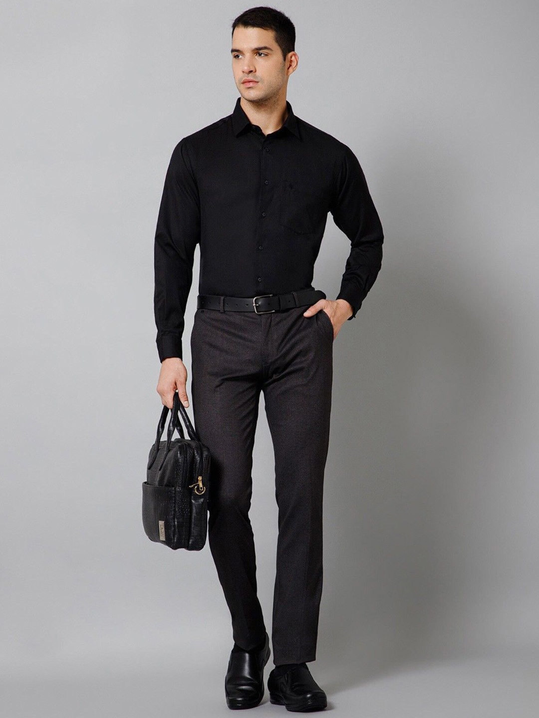 

NANCHI Men Semi Sheer Casual Shirt, Black