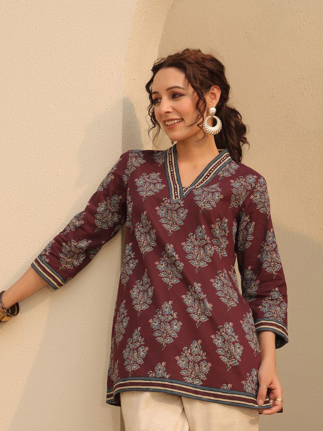 

Rain & Rainbow Print Cotton Top, Violet
