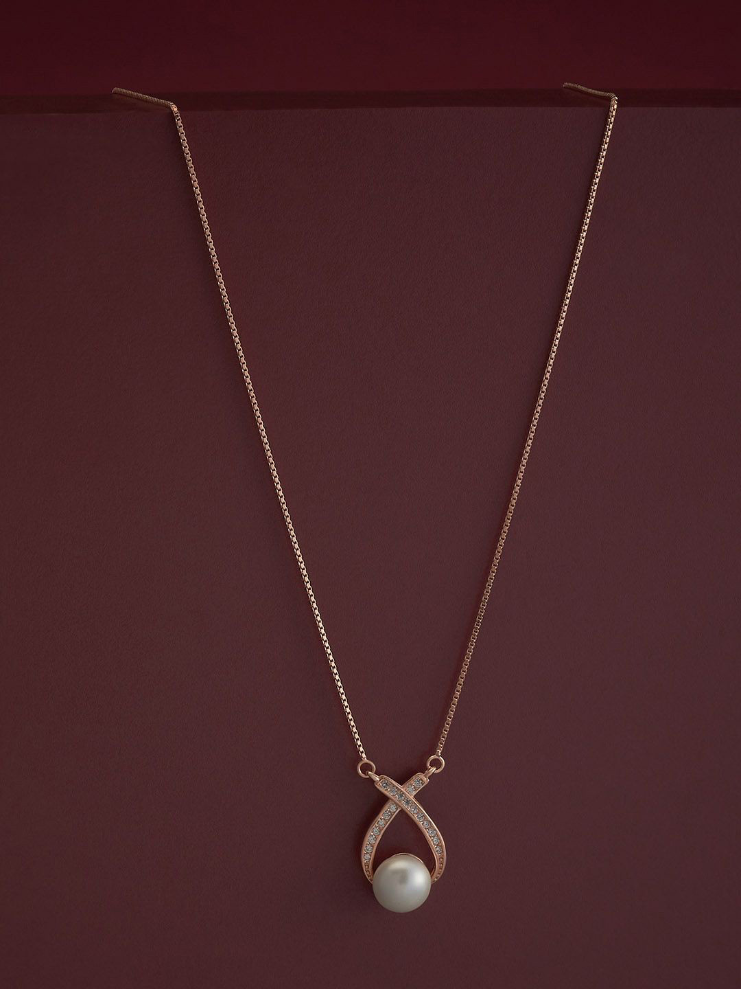 

Kushal's Fashion Jewellery 92.5 Silver Rose Gold Plated Zircon Studded Pendant Chain