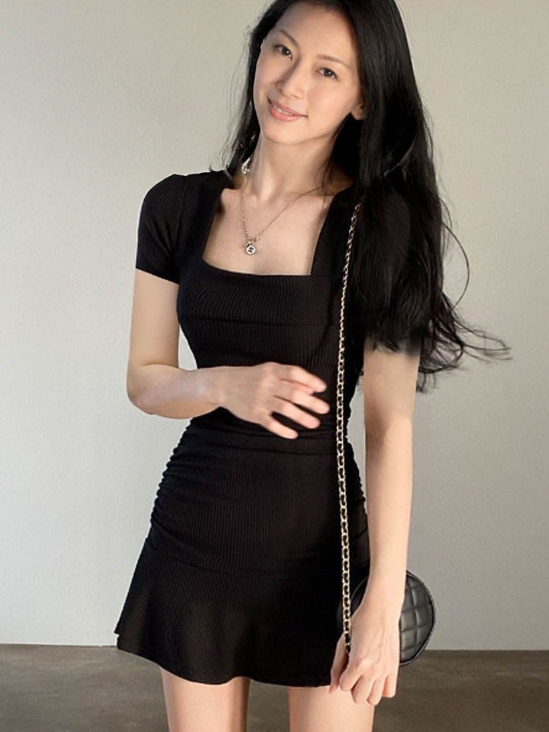 

StyleCast Women Solid Short Sleeves Sheath Mini Dress, Black