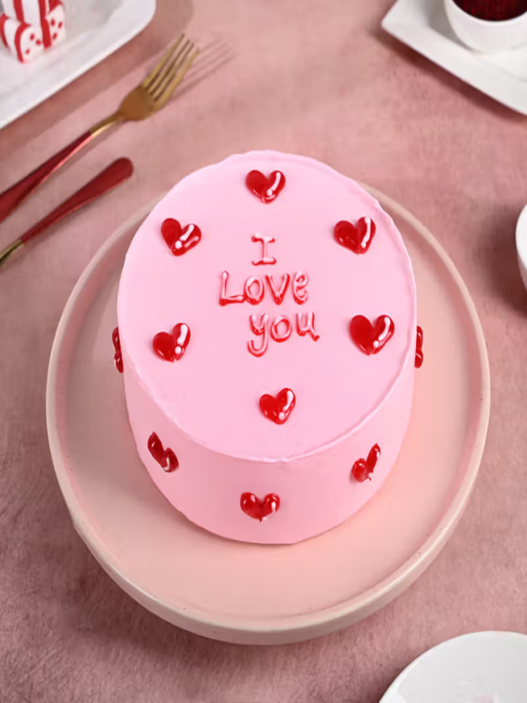 

Floweraura Butterscotch Eggless Round Shape Cake - 2Kg, Pink