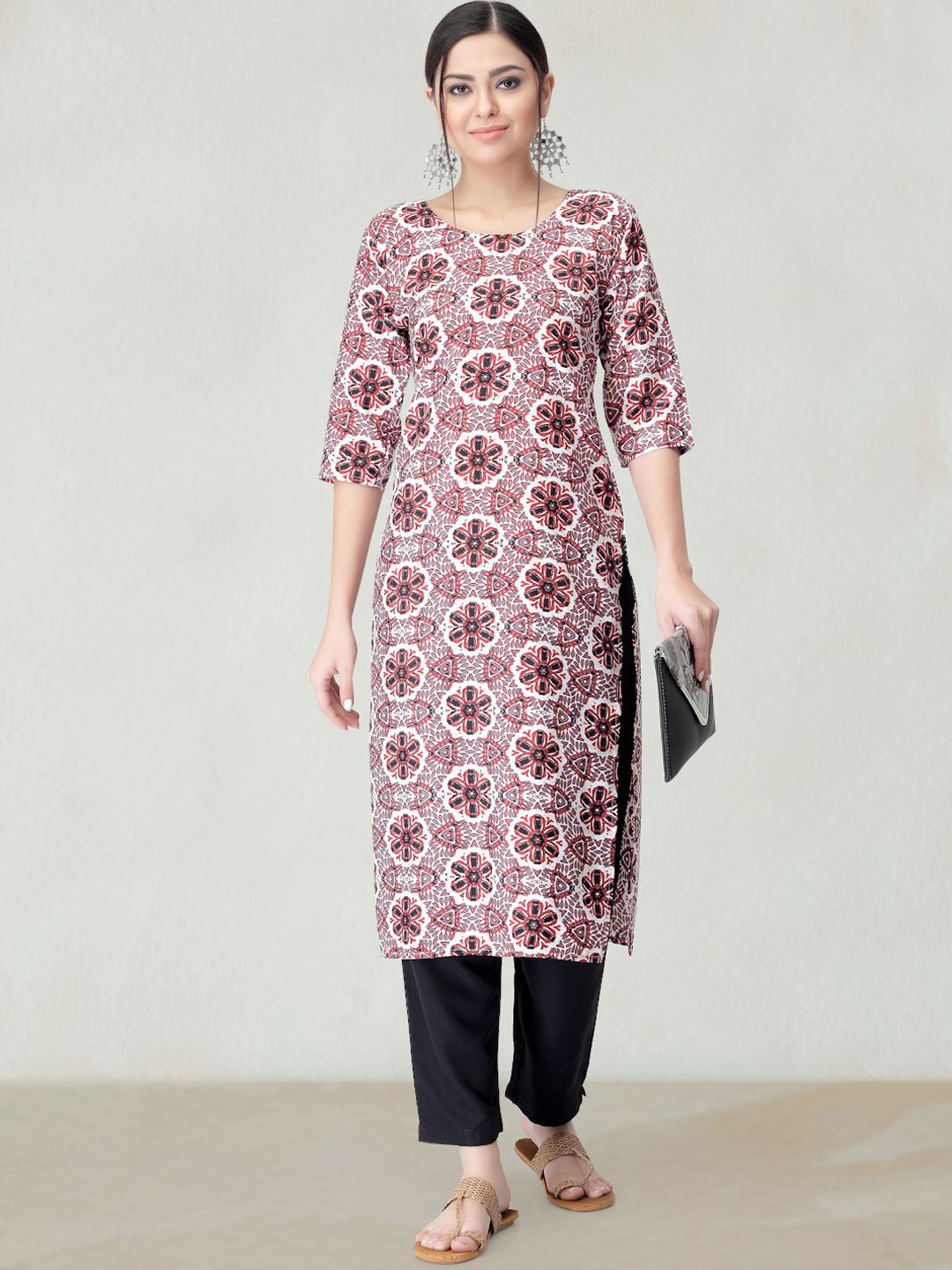 

Moda Rapido Floral Printed Straight Kurta, Pink