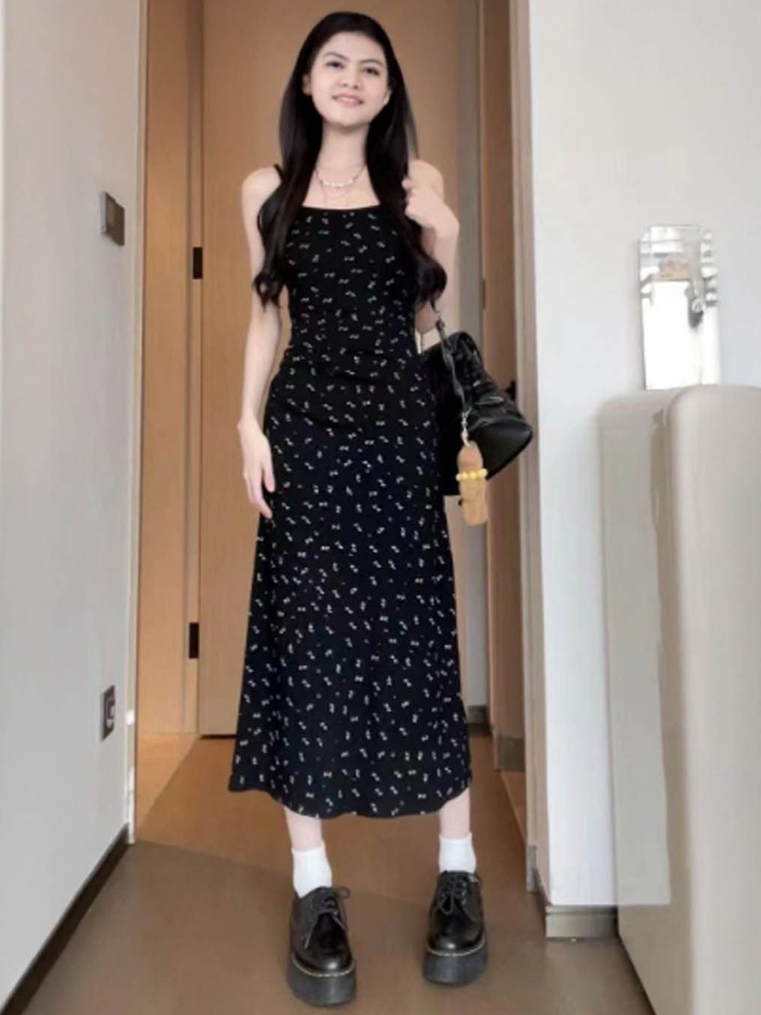

StyleCast Print Fit & Flare Midi Dress, Black