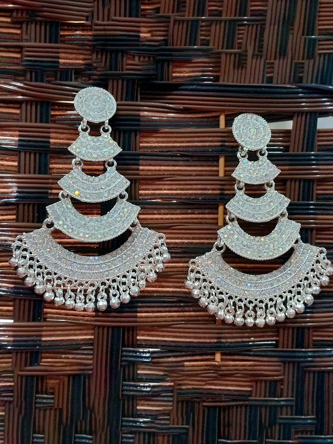 

JMBW INTERNATIONAL Silver-Plated Contemporary Artificial Beaded Drop Earrings
