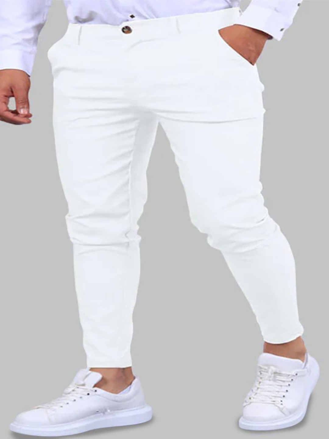

StyleCast x Revolte Men Slim Fit Easy Wash Trousers, White