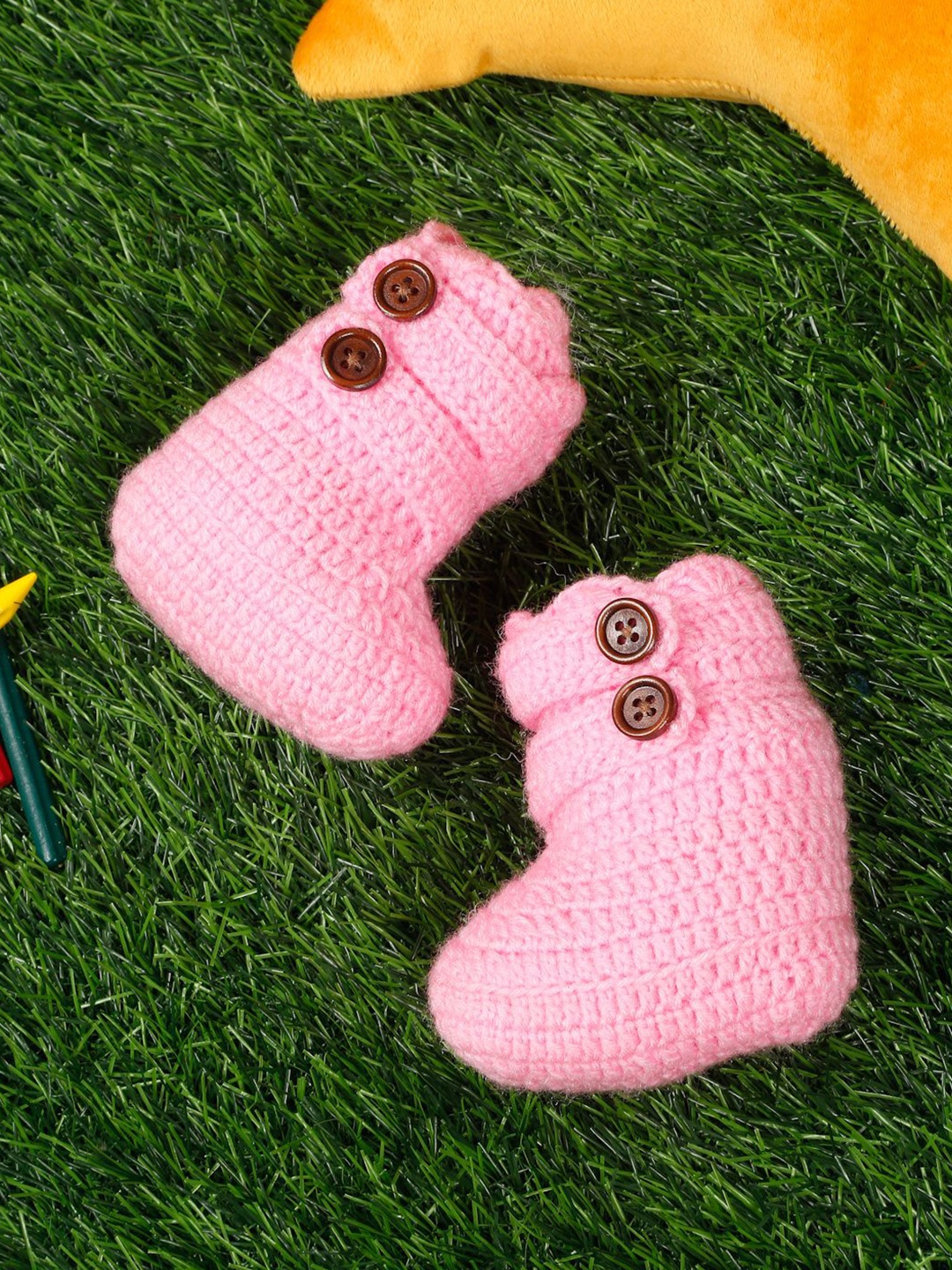 

LITTLE GINNIE Kids Wool Blend Booties, Pink