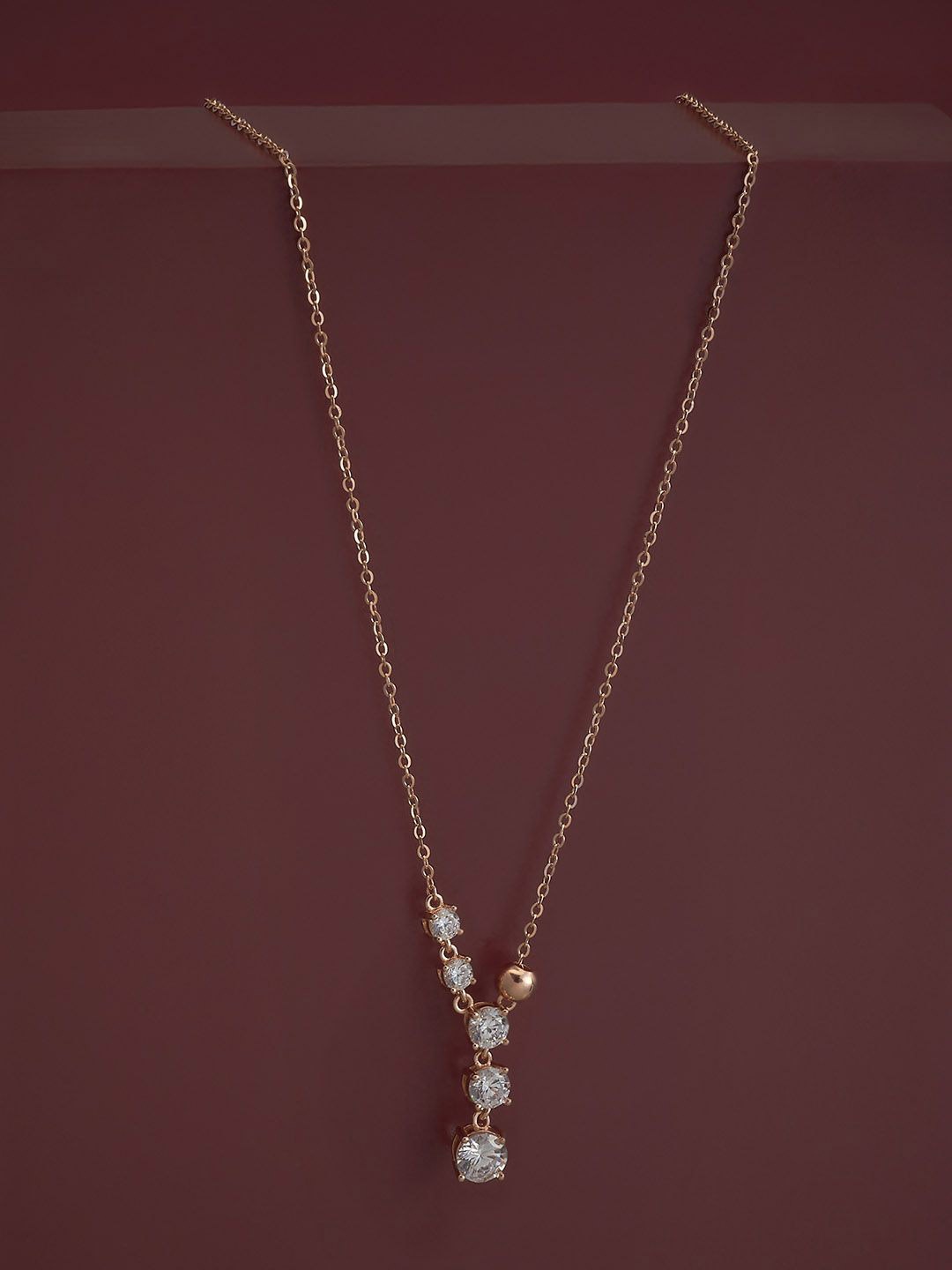 

Kushal's Fashion Jewellery 92.5 Silver Rose Gold-Plated Zircon Pendant with Chain