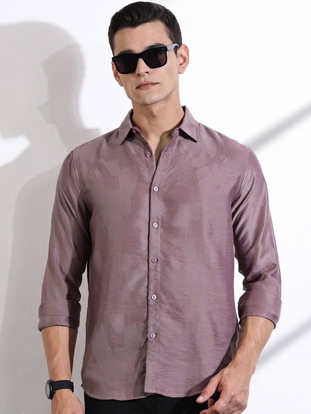 

Thomas Scott Men Classic Slim Fit Opaque Casual Shirt, Pink