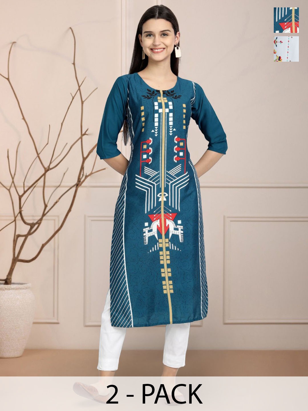 

Moda Rapido Women Ethnic Motifs Printed Floral Crepe Kurta, Multi