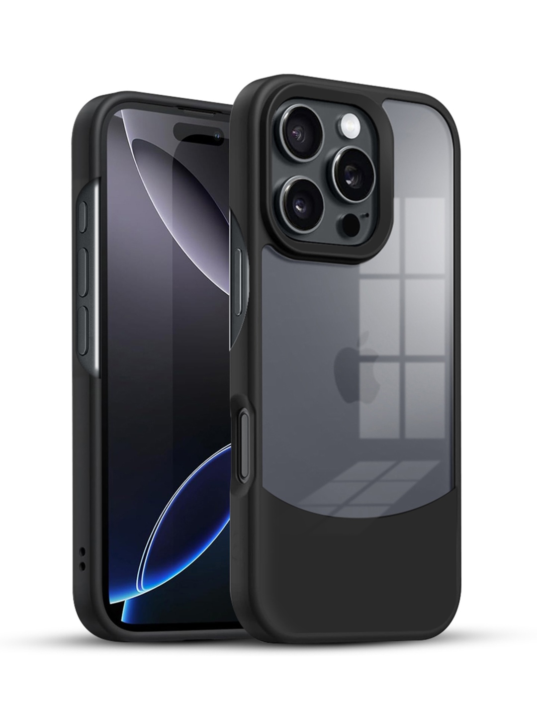 

Karwan iPhone 16 Pro Ultra Hybrid Shockproof Back Case, Black