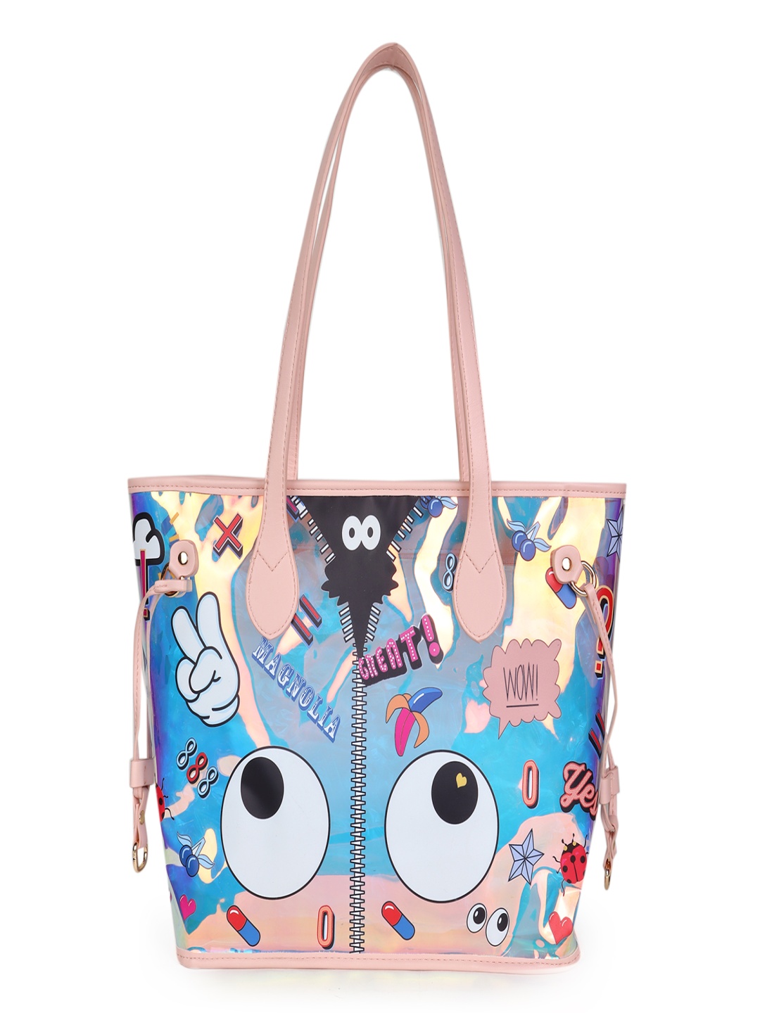 

MAGNOLIA Women Graphic Printed Shopper Tote Bag With Pouches, Pink