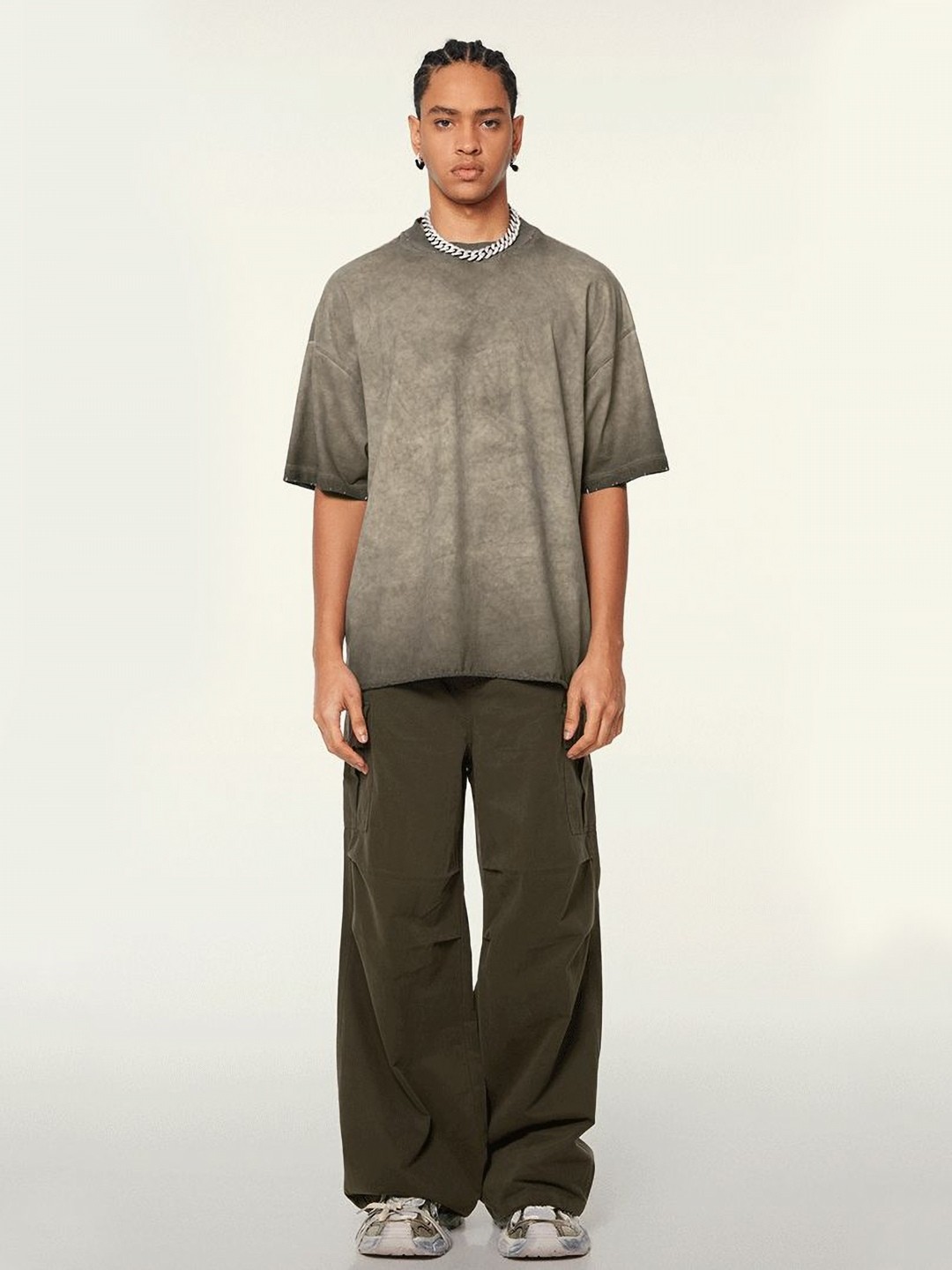 

StyleCast x Revolte Men Raw Edge T-shirt, Coffee brown