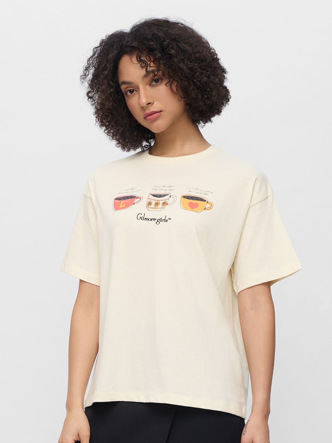 

The Souled Store Women Typography Printed T-shirt, Cream