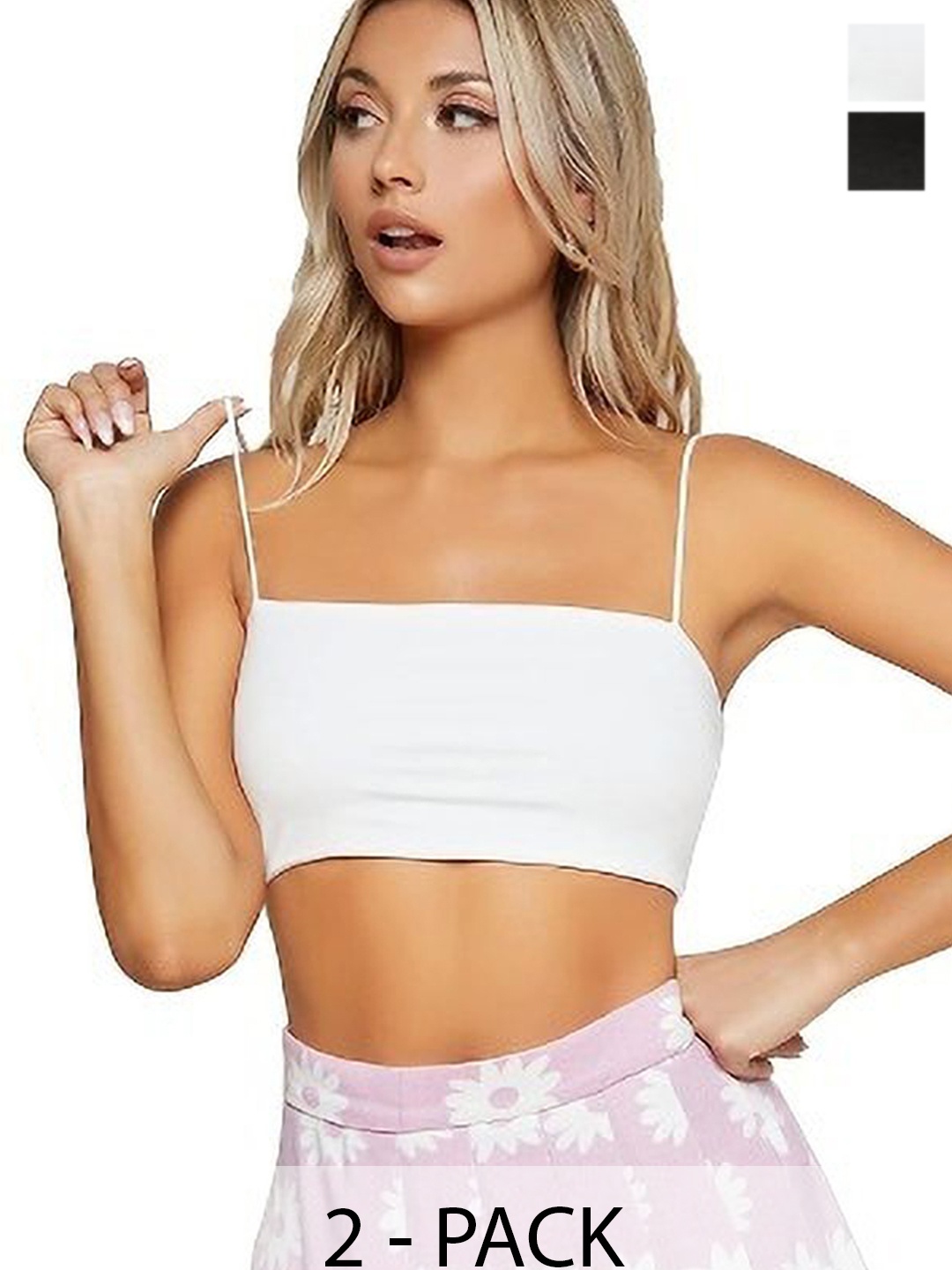

SRISARAS Women Pack of 2 Bralette Crop Top, Black