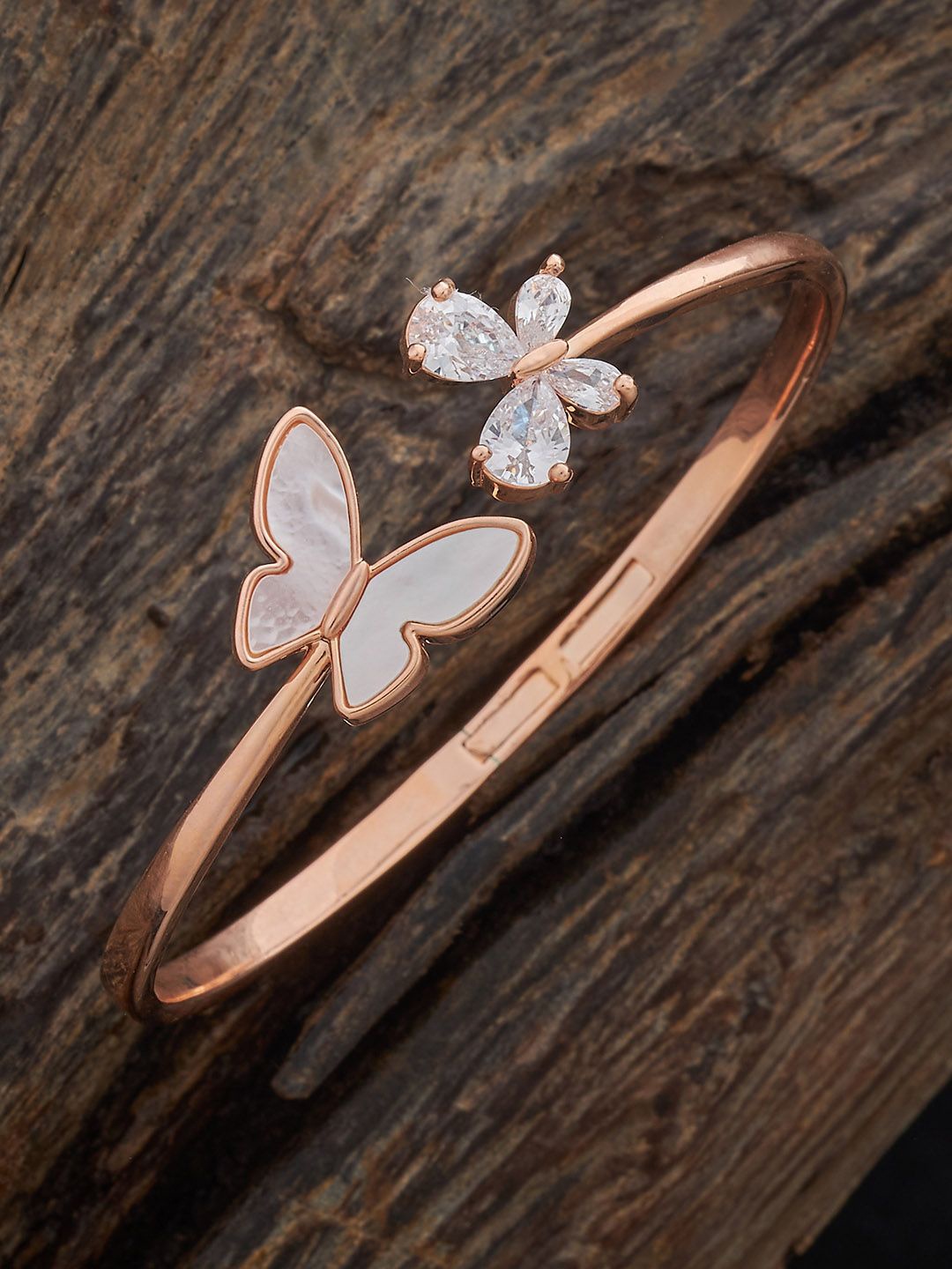 

Kushal's Fashion Jewellery Rose Gold-Plated Zircon-Studded Bangle