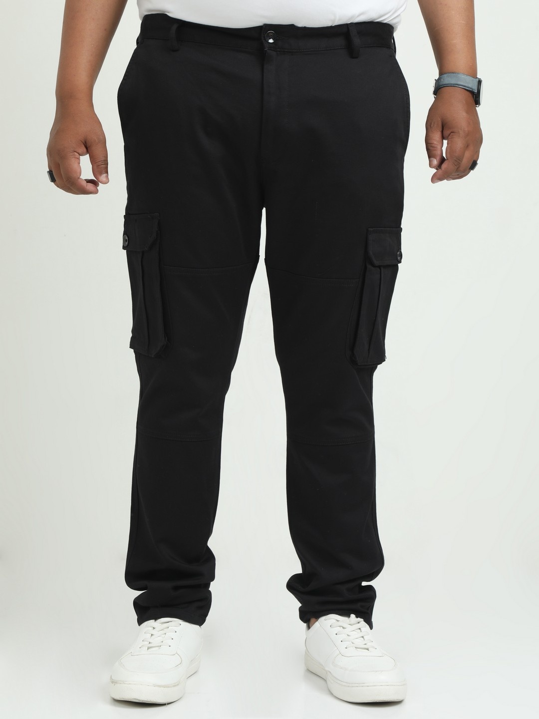 

NEVER NEUD Men Relaxed Fit Cargos Trousers, Charcoal