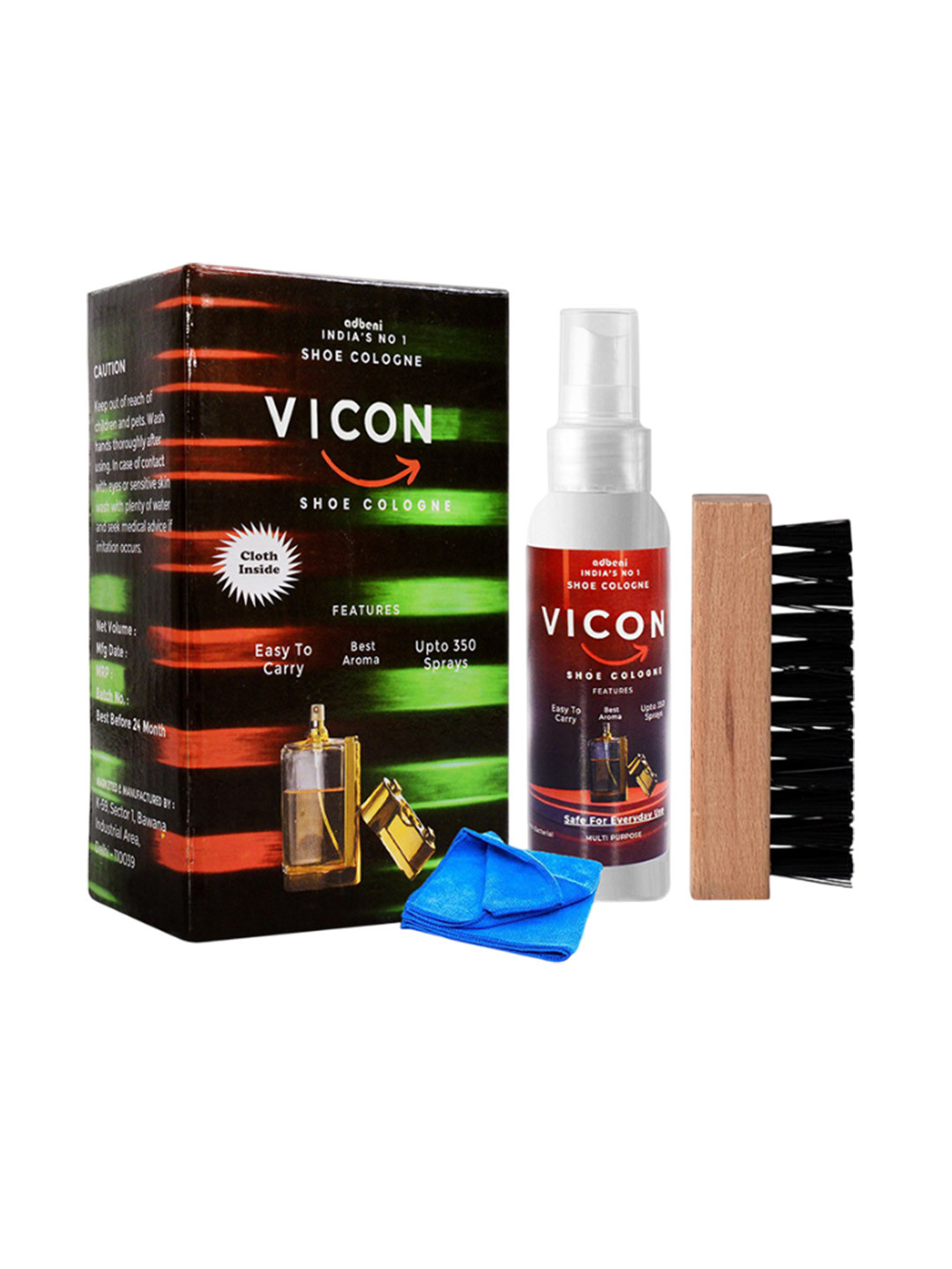 

Adbeni 2-Pcs Shoe Cleaning Kit & Shoe Cologne 50ml With Free Cloth & Wood Shoe Brush, Black