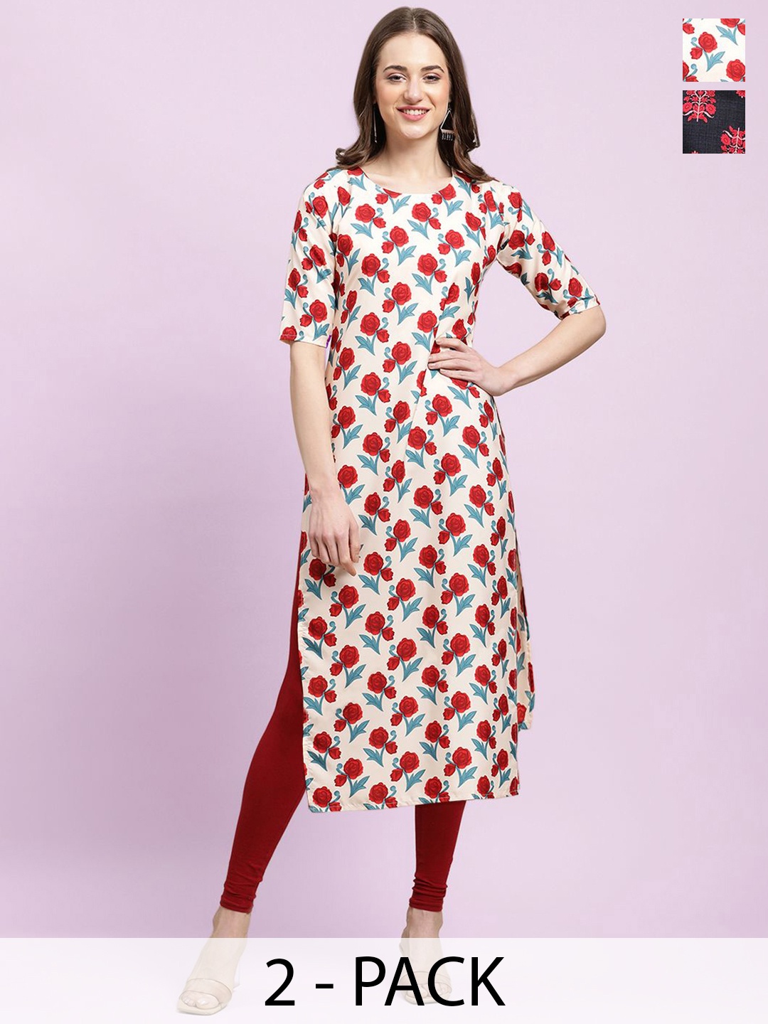 

Moda Rapido Women Ethnic Motifs Printed Floral Crepe Kurta, Multi