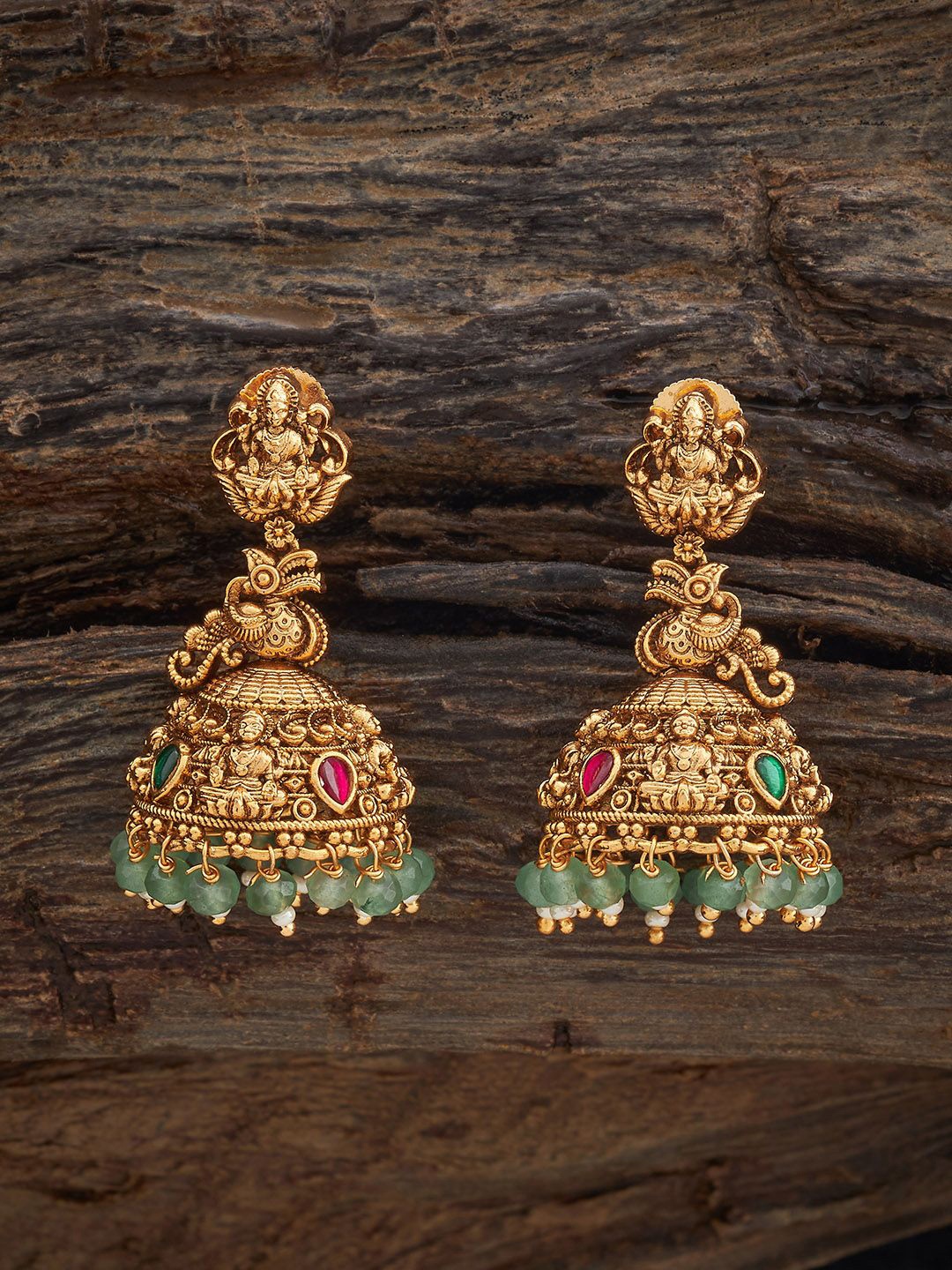 

Kushal's Fashion Jewellery Dome Shaped Jhumkas Earrings, Red