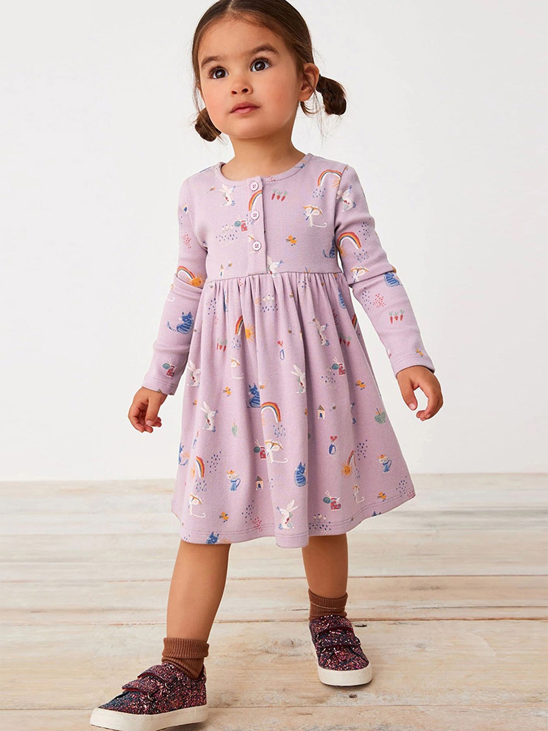 

LULU & SKY Print Fit & Flare Midi Dress, Purple