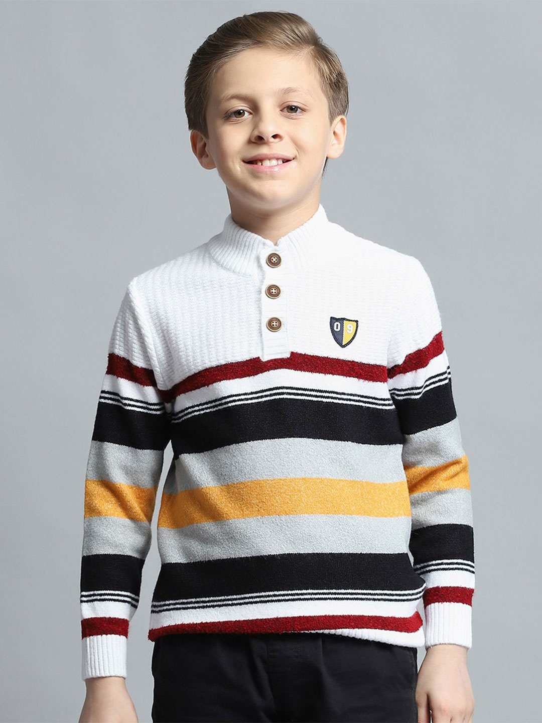 

Monte Carlo Boys Striped Woollen Pullover, Off white