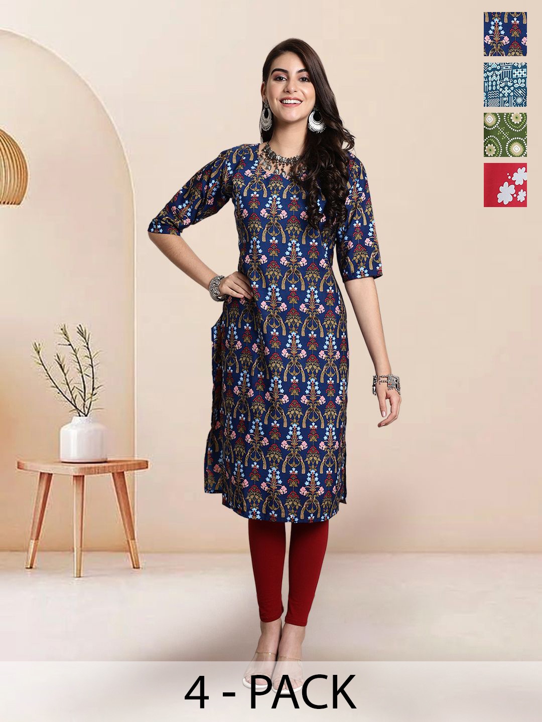 

7Threads Women Ethnic Motifs Printed Floral Crepe Kurta, Multi