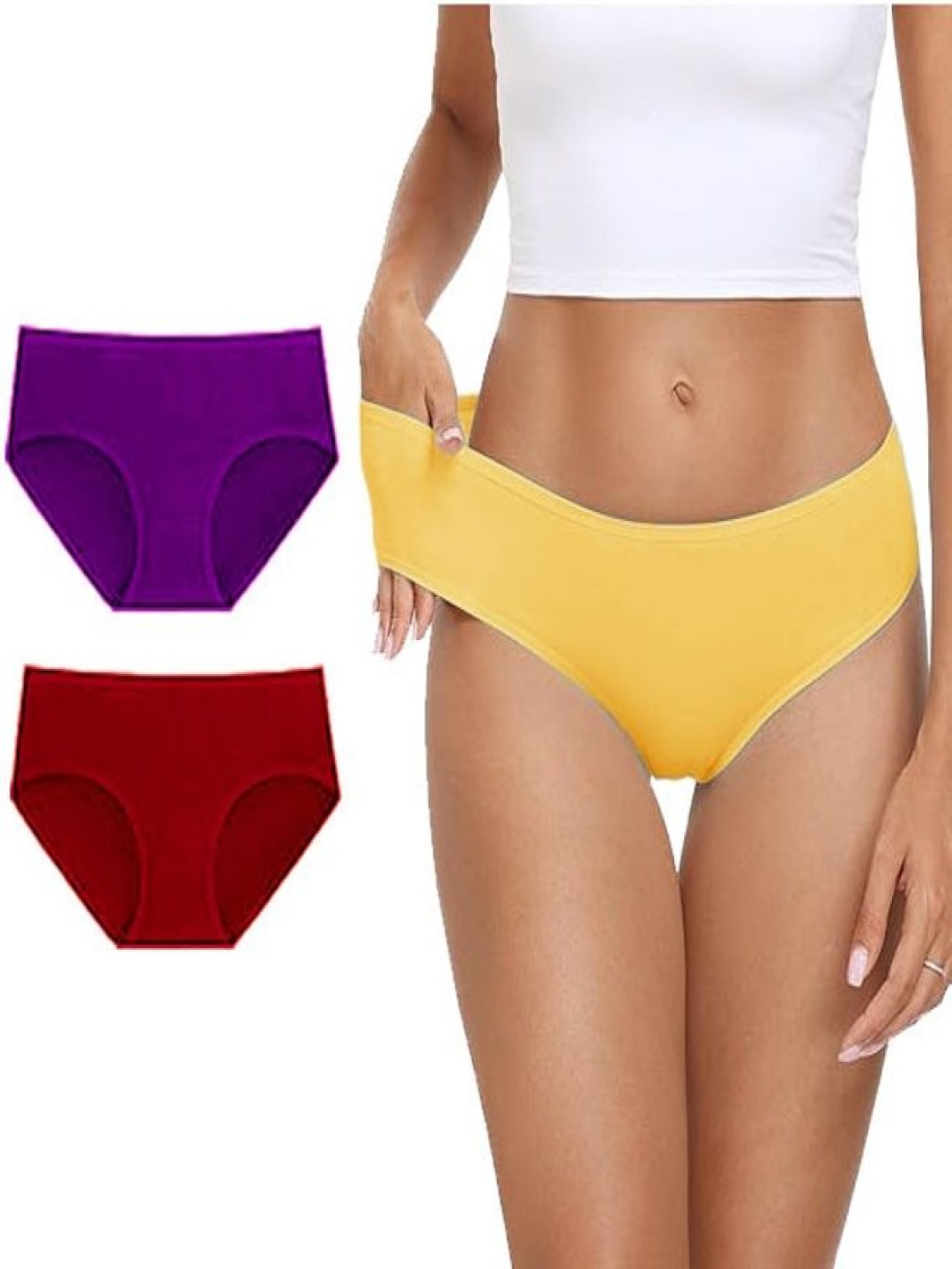 

Diving deep Pack Of 3 Cotton Mid-Rise Hipster Briefs DD225 Purple, M, Y New Pant_ies_3 PC_, Yellow