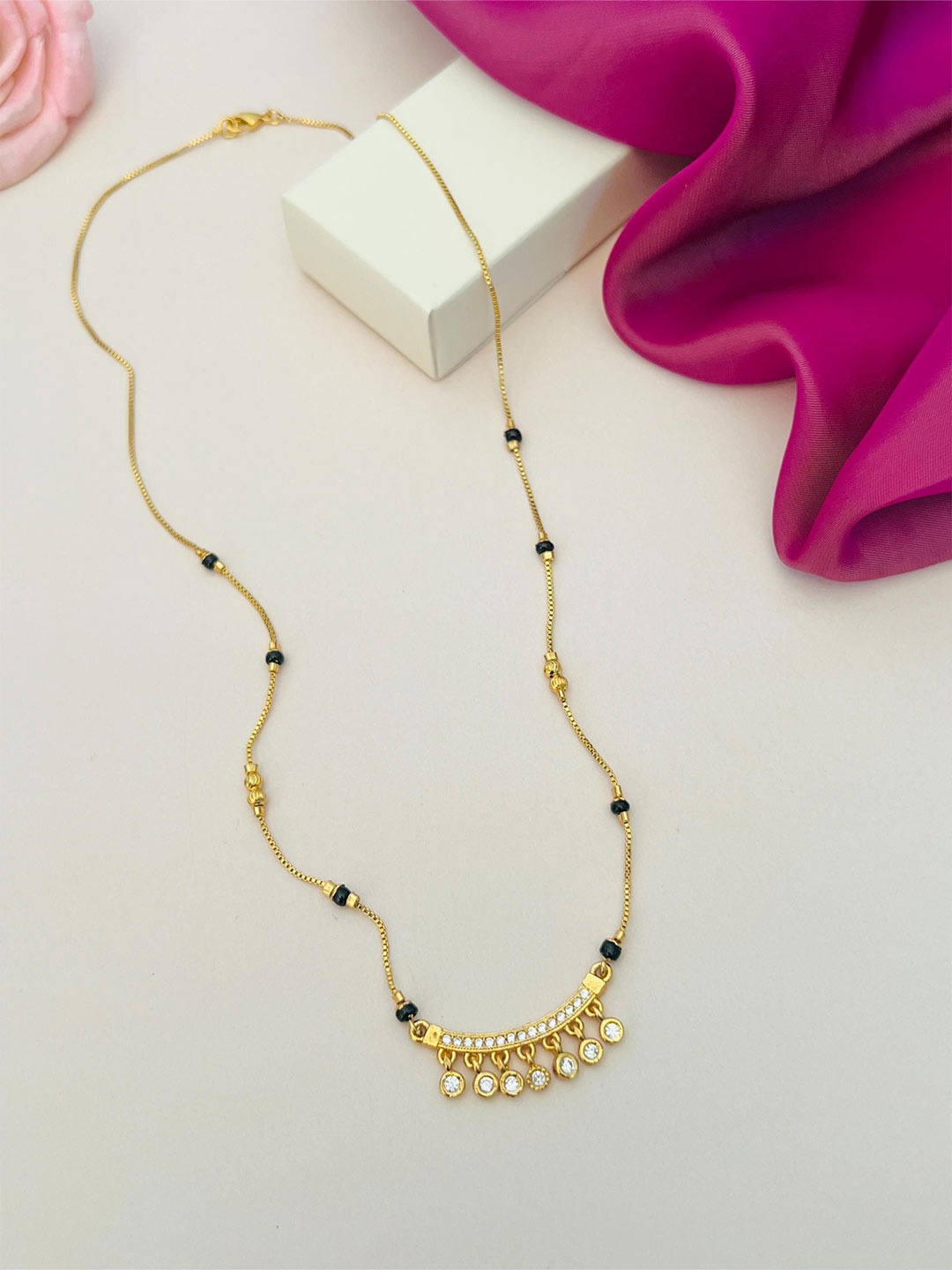 

ABDESIGNS Gold-Plated Artificial Stones and Beads Mangalsutra