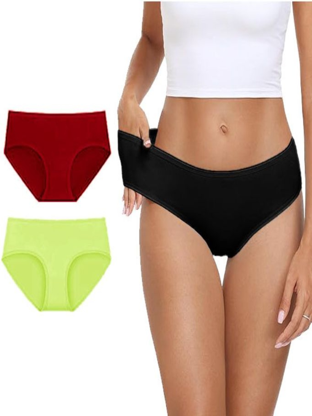 

Diving Deep Pack Of 3 Cotton Hipster Briefs DD211 M, P, B New Pant_ies_3 PC_S, Black
