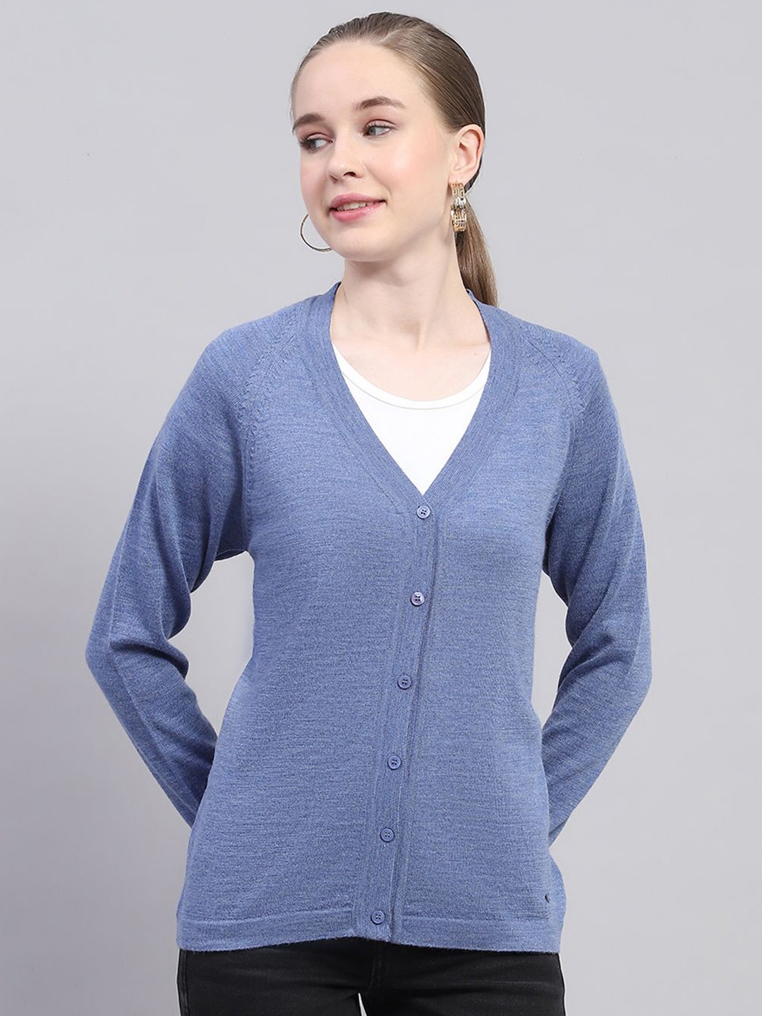 

Monte Carlo Women Woollen Cardigan, Blue