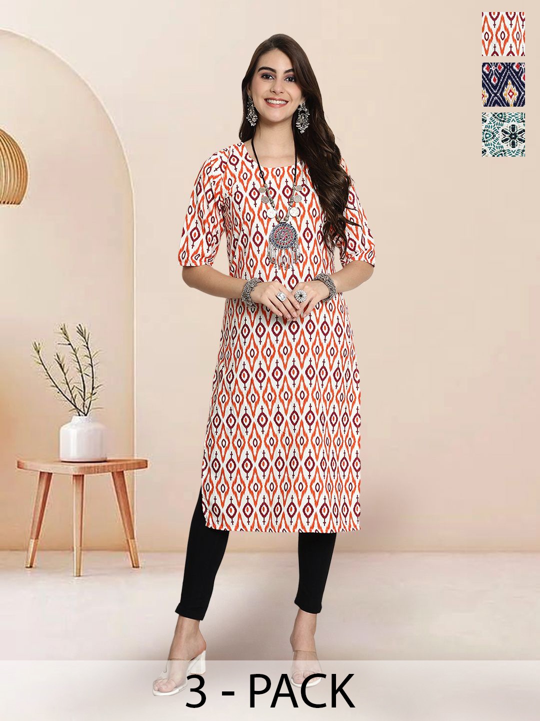 

7Threads Women Ethnic Motifs Printed Floral Crepe Kurta, Multi