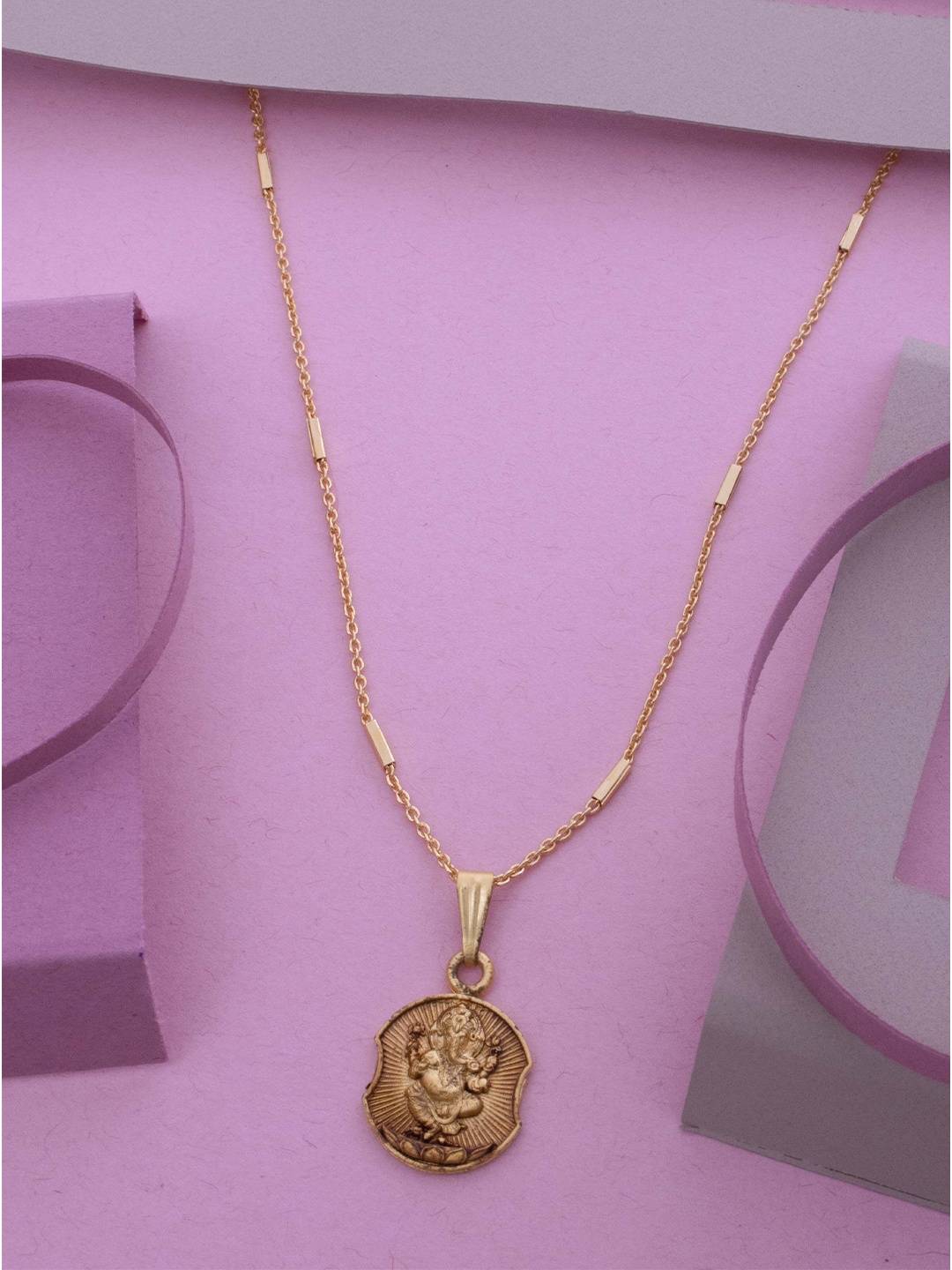 

Ramdev Art Fashion Jwellery Gold-Plated Ganesh Goddess Pendant & Chain